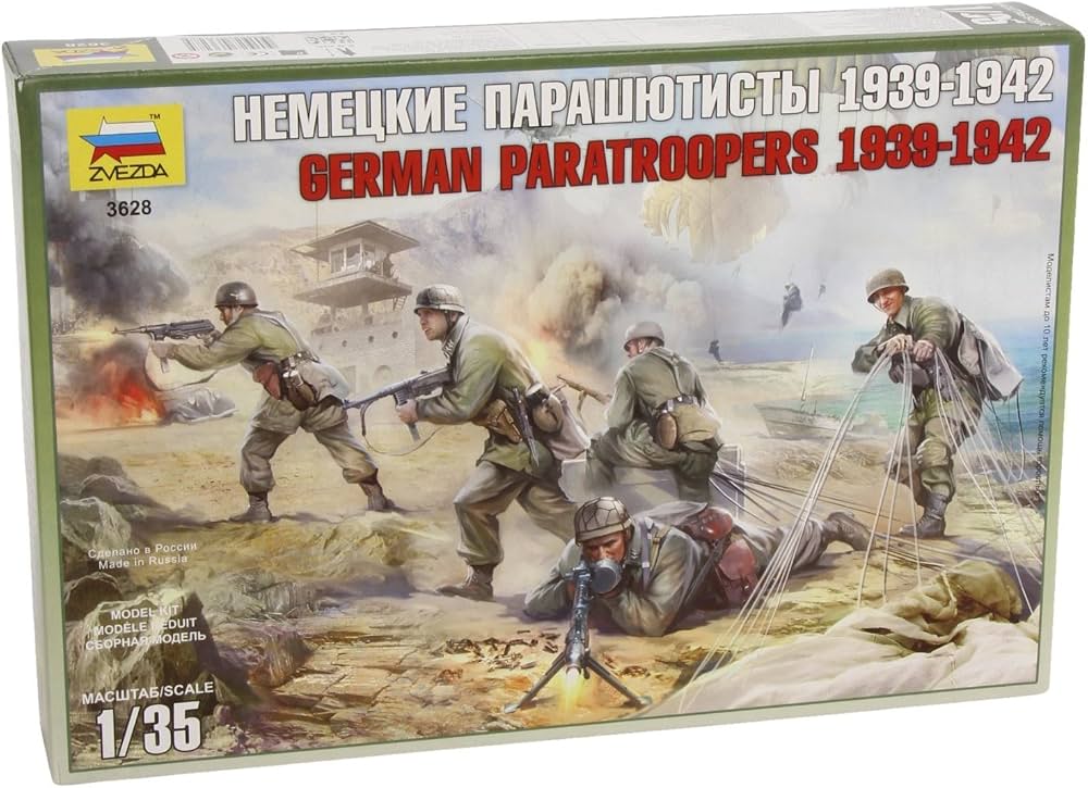 Zvezda 500783628-1:35 WWII Figure Set German Paratroopers - 4